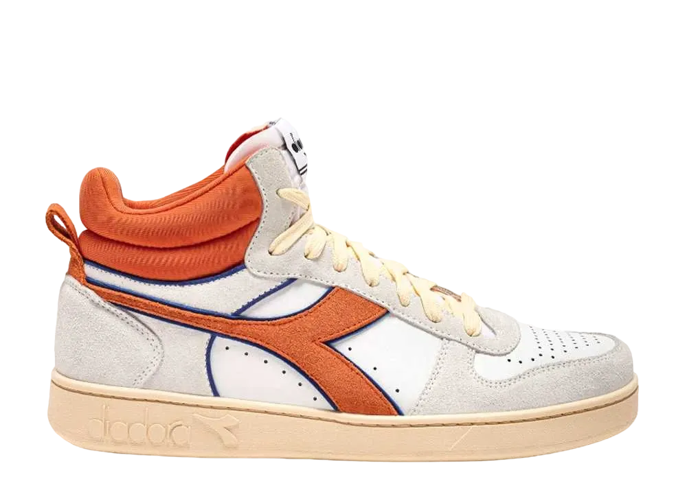 DIADORA Magic Basket Demi Cut Suede Leather "Super White /Persimmon Orange"