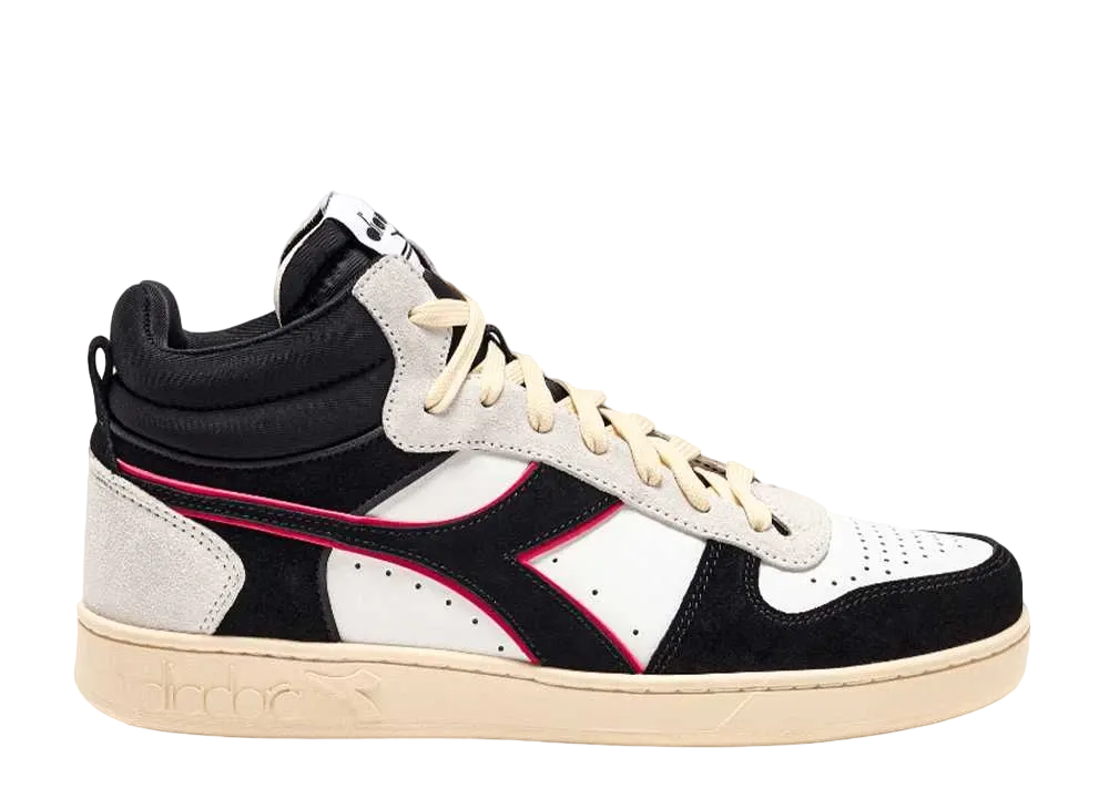 ディアドラ マジックバスケット デミ カット スウェード レザー "ホワイト/ブラック/ダークレッド"