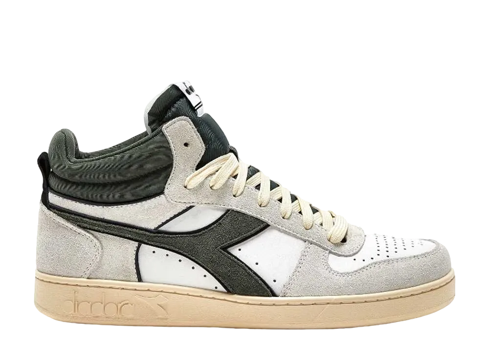 ディアドラ マジックバスケット デミ カット スウェード レザー "ホワイト/ダークフォレスト"