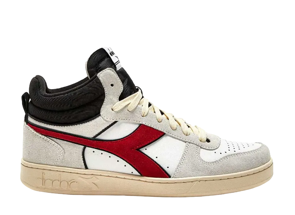 ディアドラ マジックバスケット デミ カット スウェード レザー "ホワイト/フェラーリレッドイタリ"