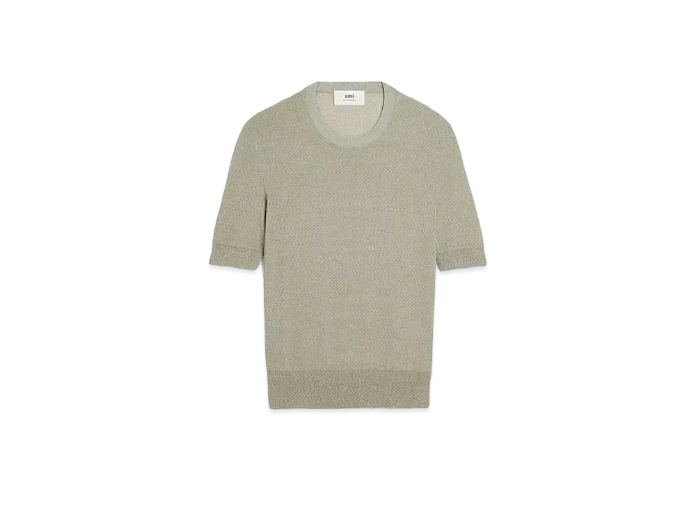 AMI PARIS Viscose Boucle Reverse Weave Jersey Crew Neck T-Shirt "Sage"