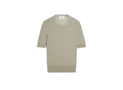 AMI PARIS Viscose Boucle Reverse Weave Jersey Crew Neck T-Shirt "Sage"