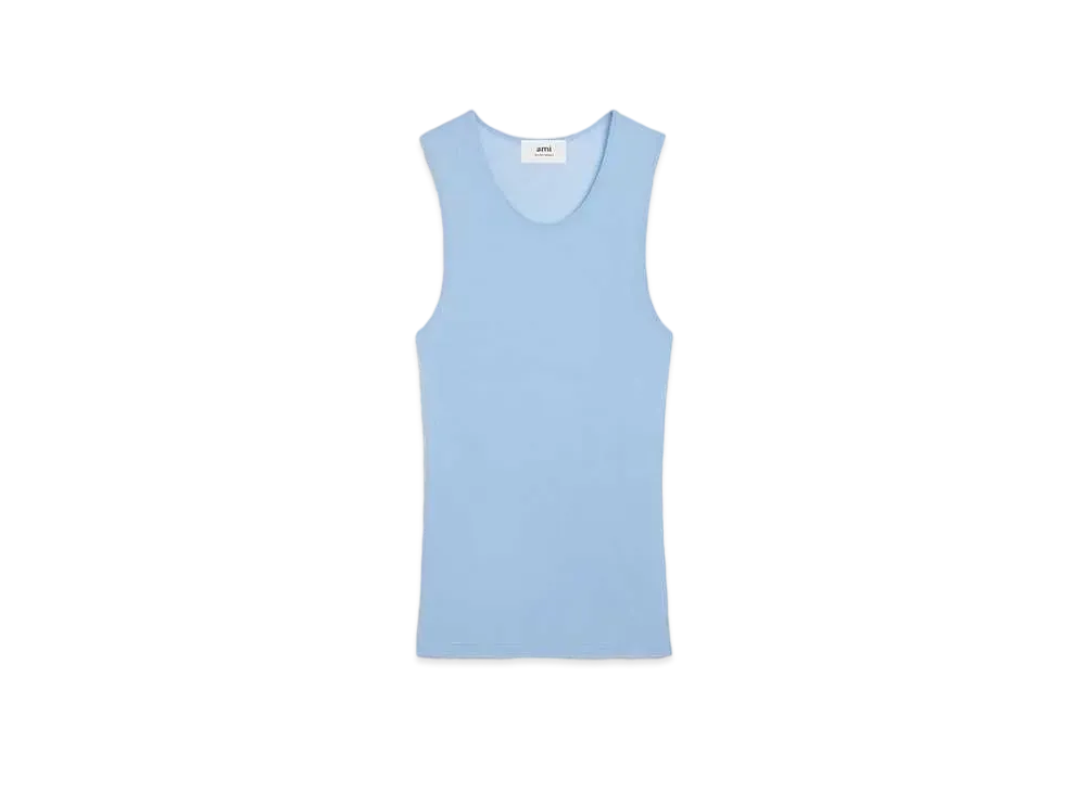 AMI PARIS Light Crepe Jersey Tank Top "Cashmere Blue "