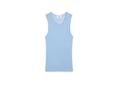 AMI PARIS Light Crepe Jersey Tank Top "Cashmere Blue "