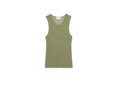 AMI PARIS Light Crepe Jersey Tank Top "Olive"
