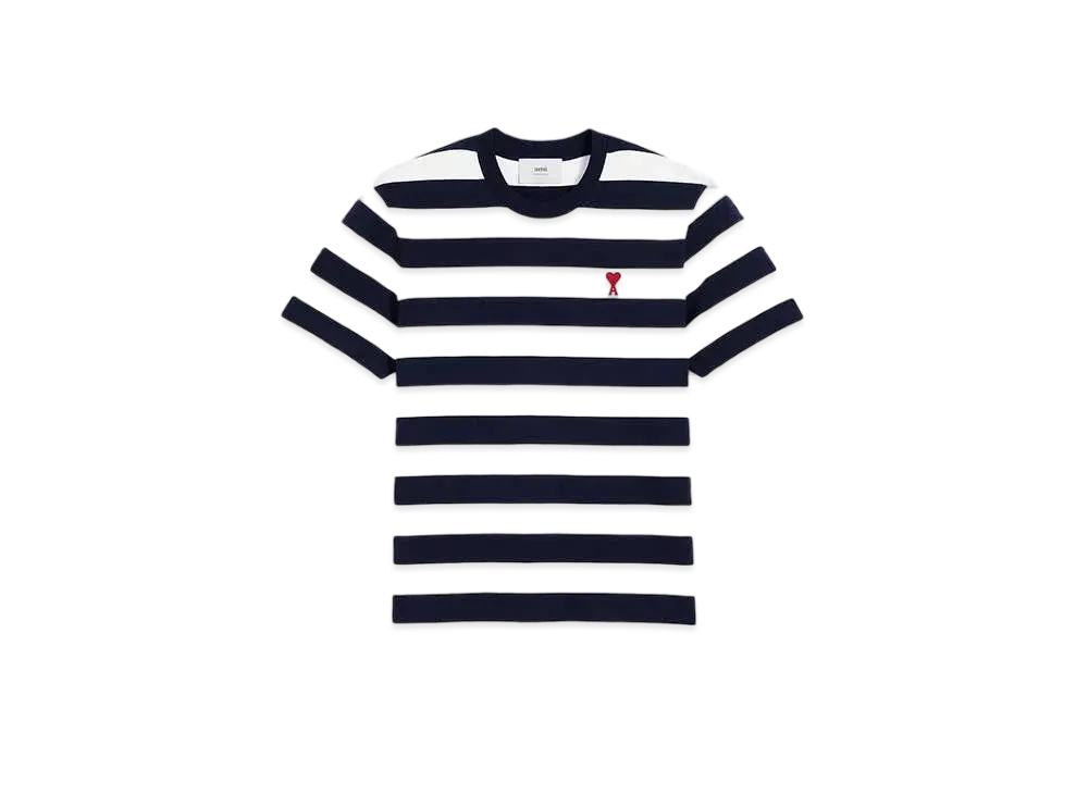 AMI PARIS Stripe Organic Cotton Heavy Jersey AMI DE COEUR T-shirt "Black & White"