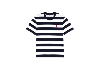AMI PARIS Stripe Organic Cotton Heavy Jersey AMI DE COEUR T-shirt "Black & White"