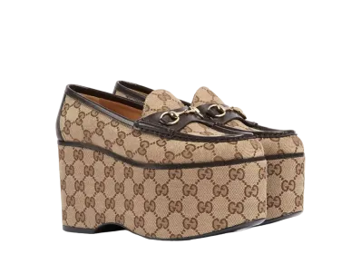 GUCCI Women's Horsebit Platform Loafer "Beige/Ebony"