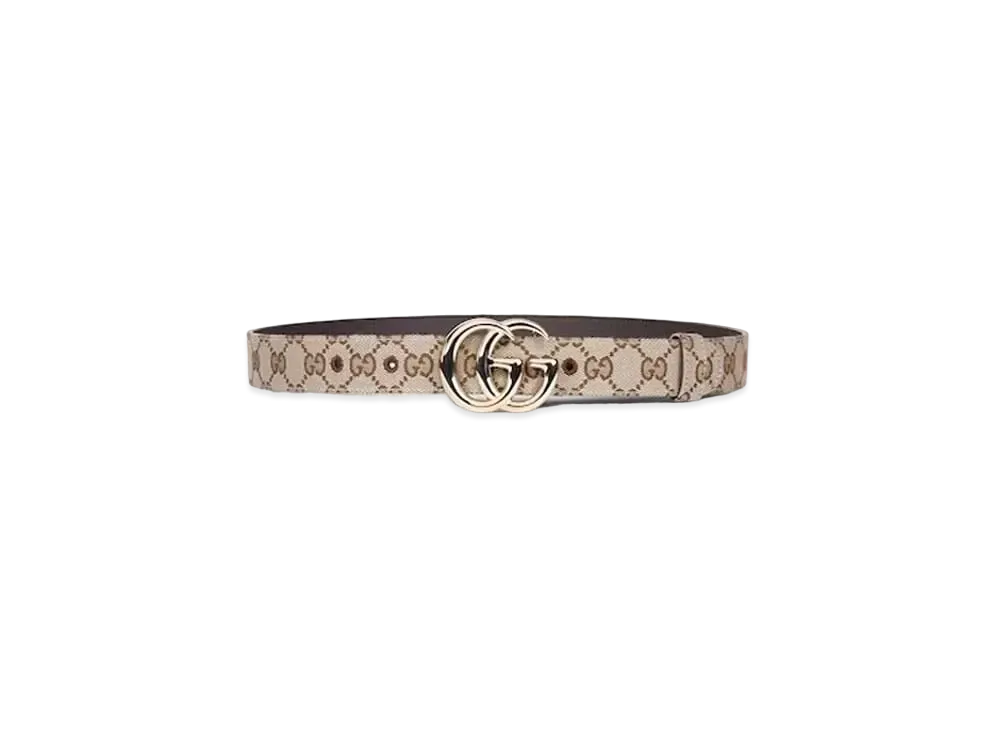 GUCCI GG Marmont Thin Belt "Beige/Ebony"