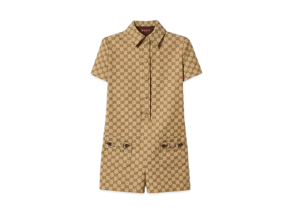 GUCCI Original GG Canvas Jumpsuit "Camel/Ebony"