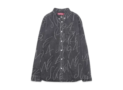 Supreme Handwriting Jacquard Denim Shirt "Washed Black"