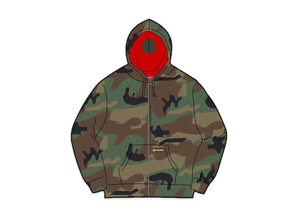 Supreme Double Hood Facemask Zip Up Hooded Sweatshirt "Woodland Camo"