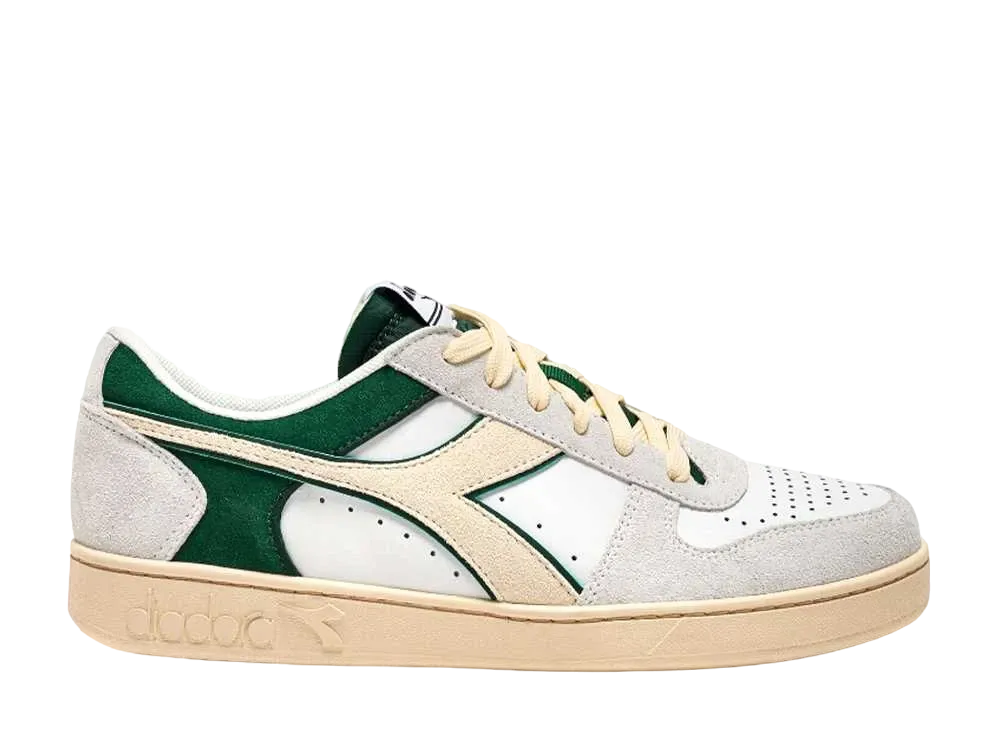 DIADORA Magic Basket Low Suede Leather "White/Fogliage Green"