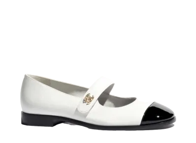 CHANEL Mary Janes Calfskin & Patent Calfskin "White/Black"