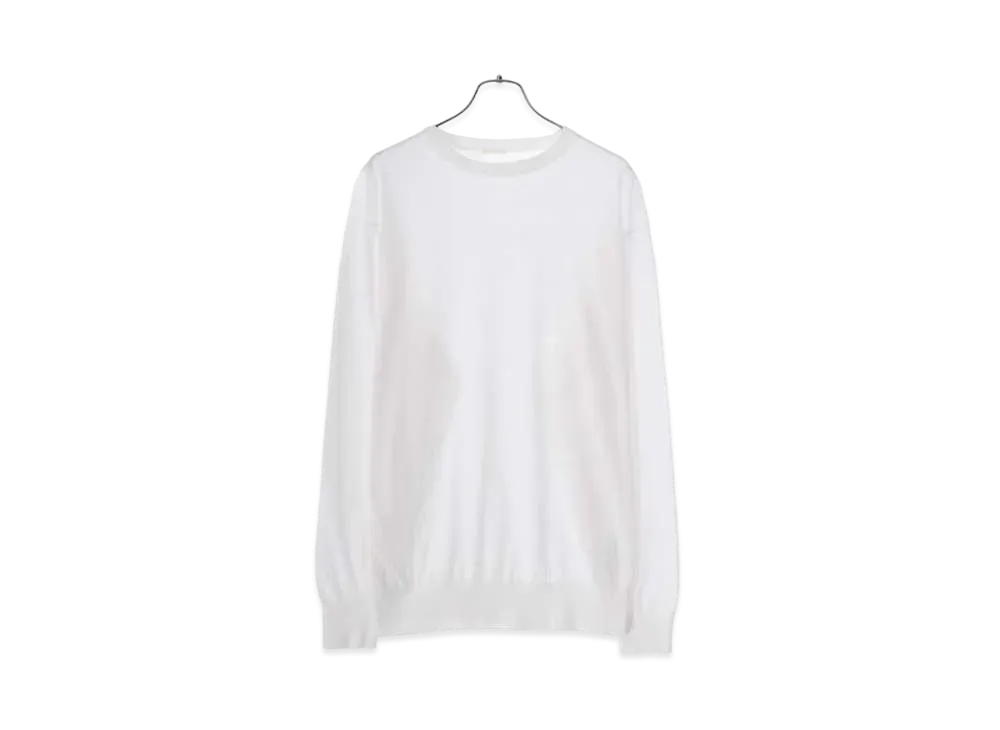 COMOLI Cotton Crew Neck Knit "White"