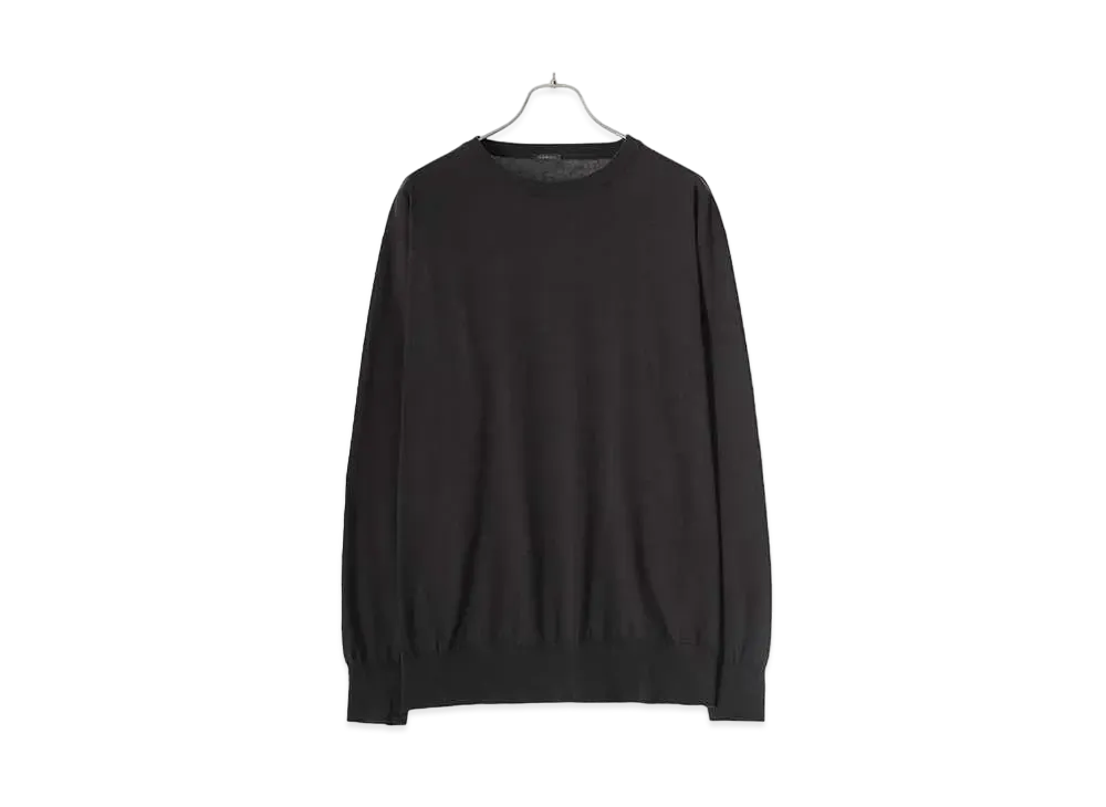 COMOLI Cotton Crew Neck Knit "Fade Black"