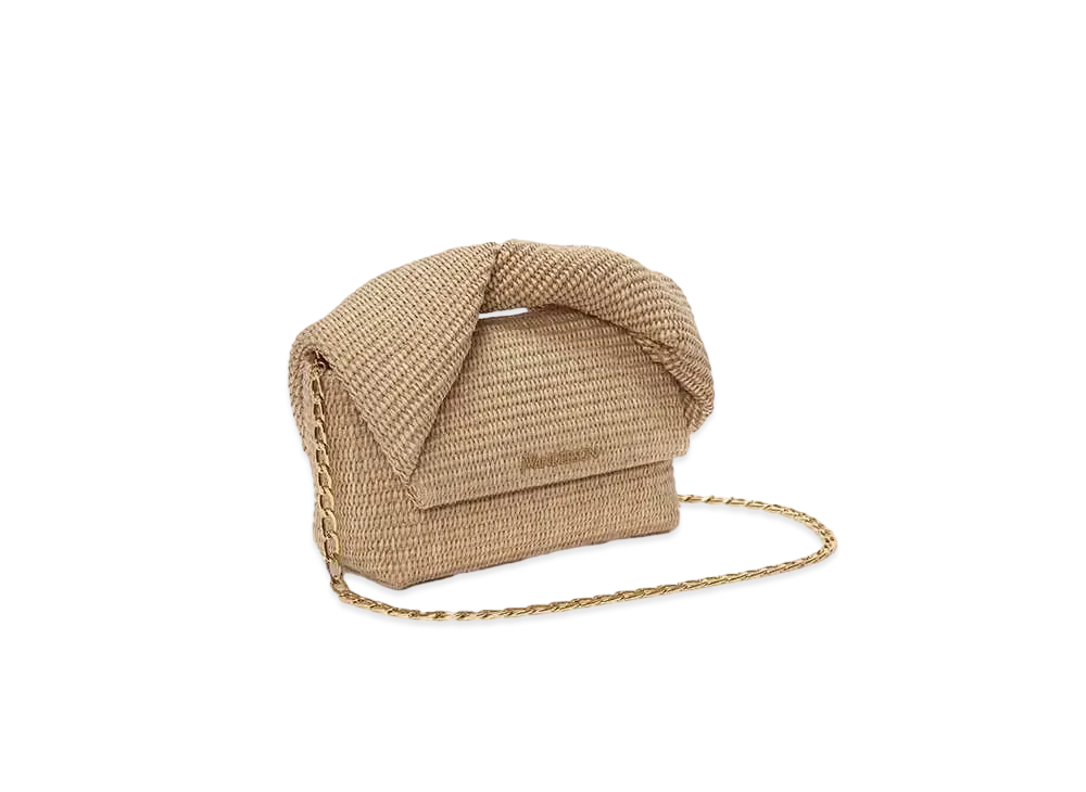JW ANDERSON Medium Twister Raffia Top-Handle Bag "Natural"