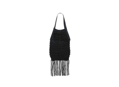 JW ANDERSON Popcorn Shopper Crochet Tote Bag "Navy"