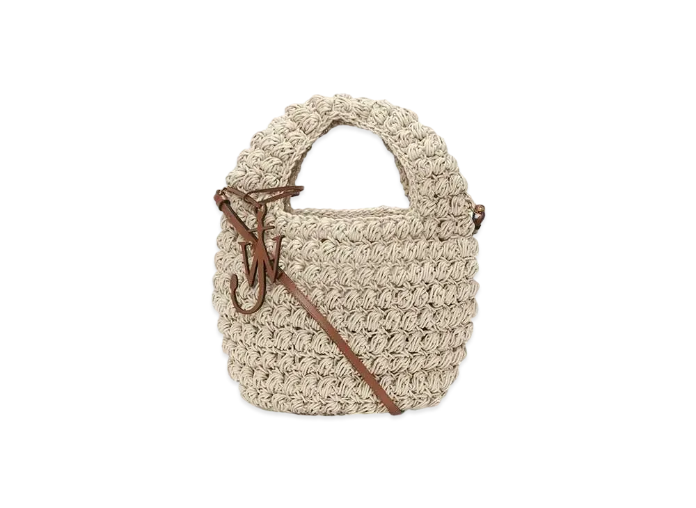 JW ANDERSON Popcorn Basket Crossbody Bag "Off White"