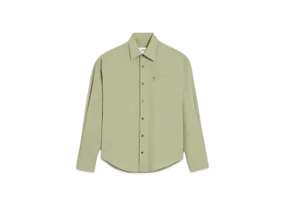 AMI PARIS Cotton Crepe AMI DE COEUR Boxy Fit Shirt "Sage"