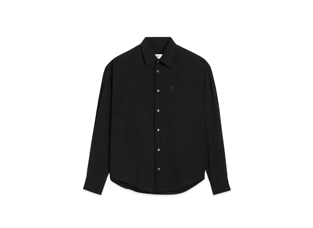 AMI PARIS Cotton Crepe AMI DE COEUR Boxy Fit Shirt "Black"