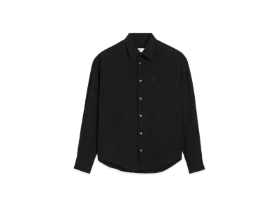 AMI PARIS Cotton Crepe AMI DE COEUR Boxy Fit Shirt "Black"