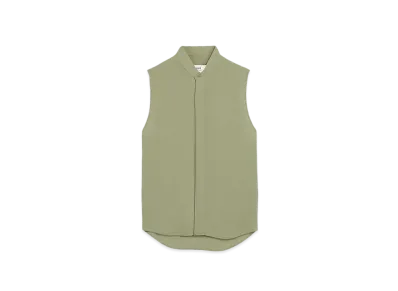 AMI PARIS Wool Blend Twill Sleeveless Shirt "Olive"