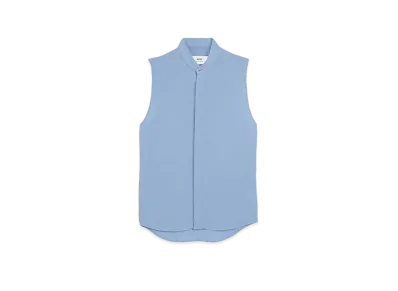 AMI PARIS Wool Blend Twill Sleeveless Shirt "Cashmere Blue "
