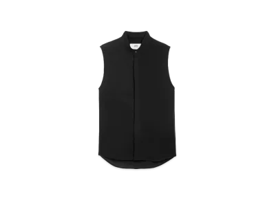 AMI PARIS Wool Blend Twill Sleeveless Shirt "Black"