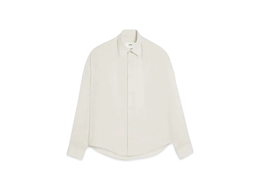 AMI PARIS Viscose Crepe Boxy Fit Shirt "Chalk "