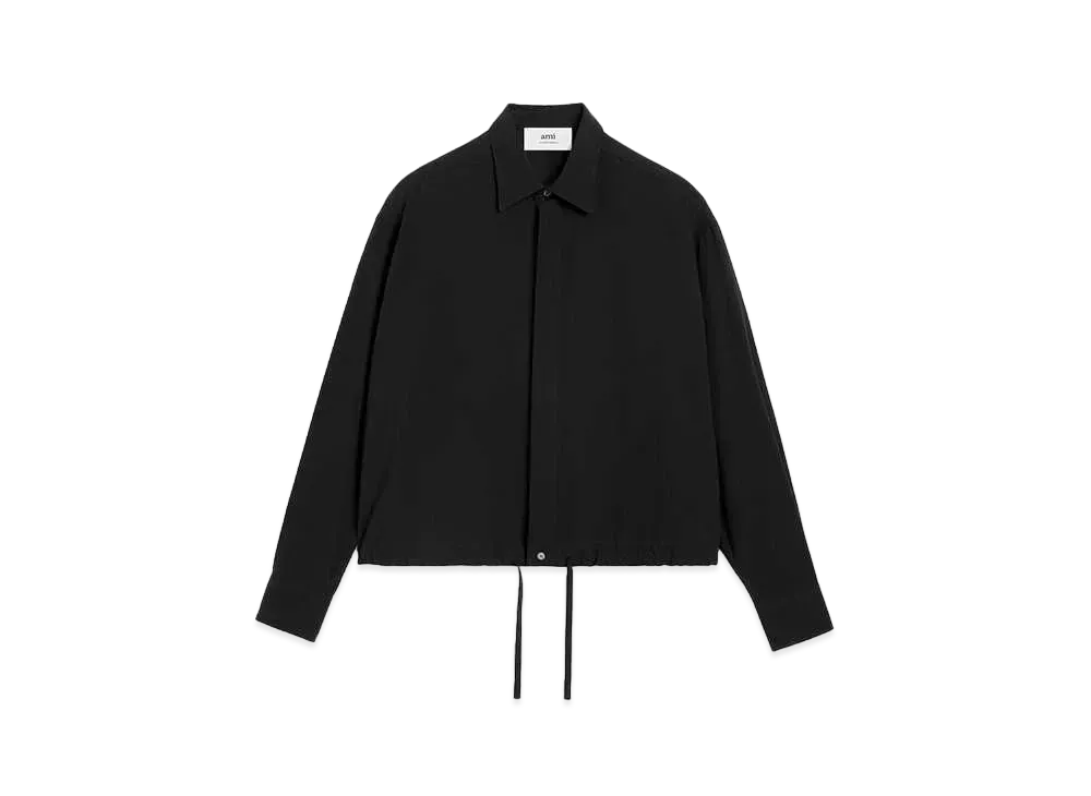 AMI PARIS Cotton Crepe Draw String Waist Shirt "Black"