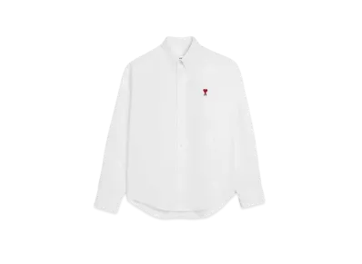 AMI PARIS Cotton Oxford Button Down AMI DE COEUR Boxy Fit Shirt "Natural White"