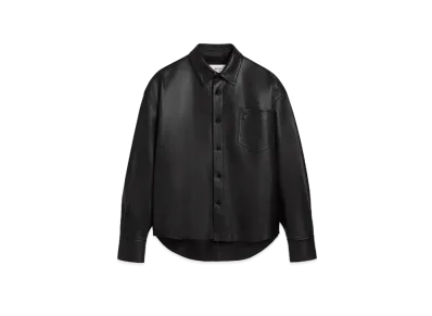 AMI PARIS Smooth Lamb Leather Boxy Fit Shirt "Black"
