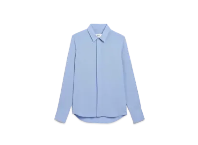 AMI PARIS Wool Blend Gabardine AMI DE COEUR Classic Fit Shirt "Cashmere Blue "