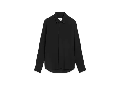 AMI PARIS Wool Blend Gabardine AMI DE COEUR Classic Fit Shirt "Black"