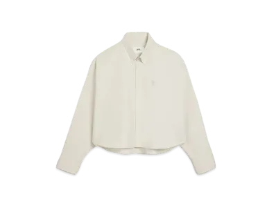 AMI PARIS Cotton Oxford AMI DE COEUR Cropped Shirt "Chalk "