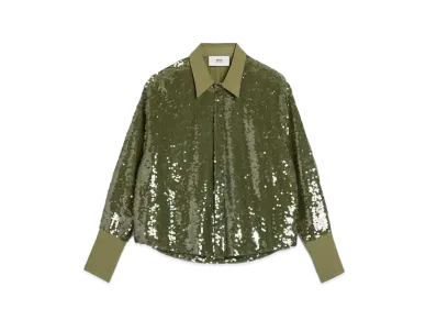 AMI PARIS Sequin Embroidery Over Size Shirt "Olive"