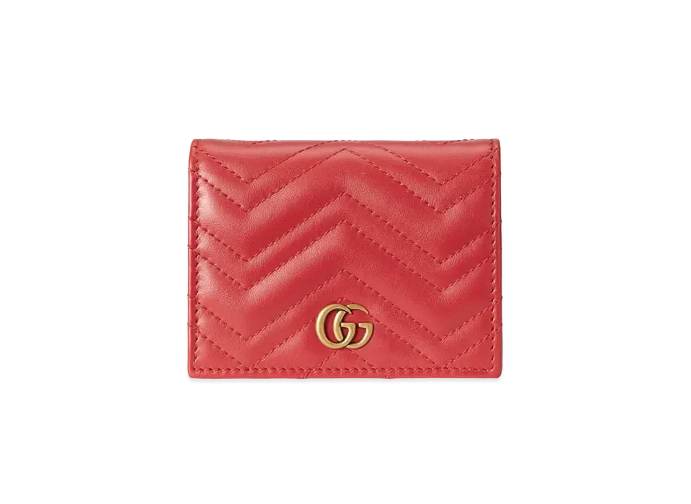 グッチ  GGマーモント  カードケース 黒/ベージュ/赤 Brandol / GUCCI グッチ カードケース GGマーモント レザー 定期入れ