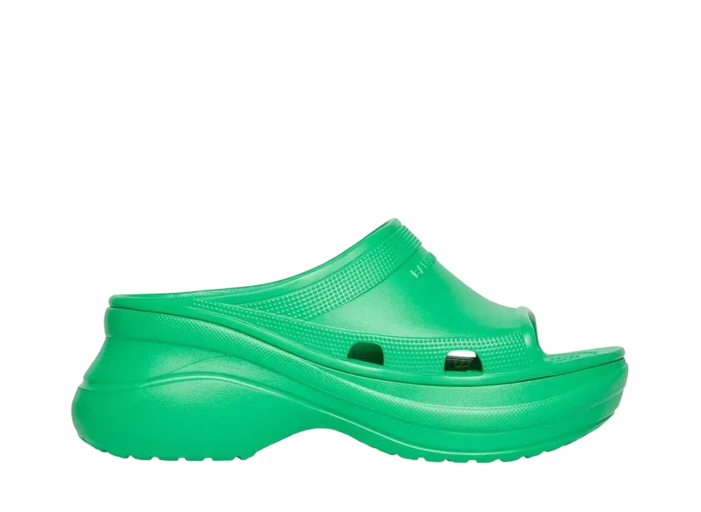 BALENCIAGA Women's Pool Crocs Slide Sandal in Rubber "Green"