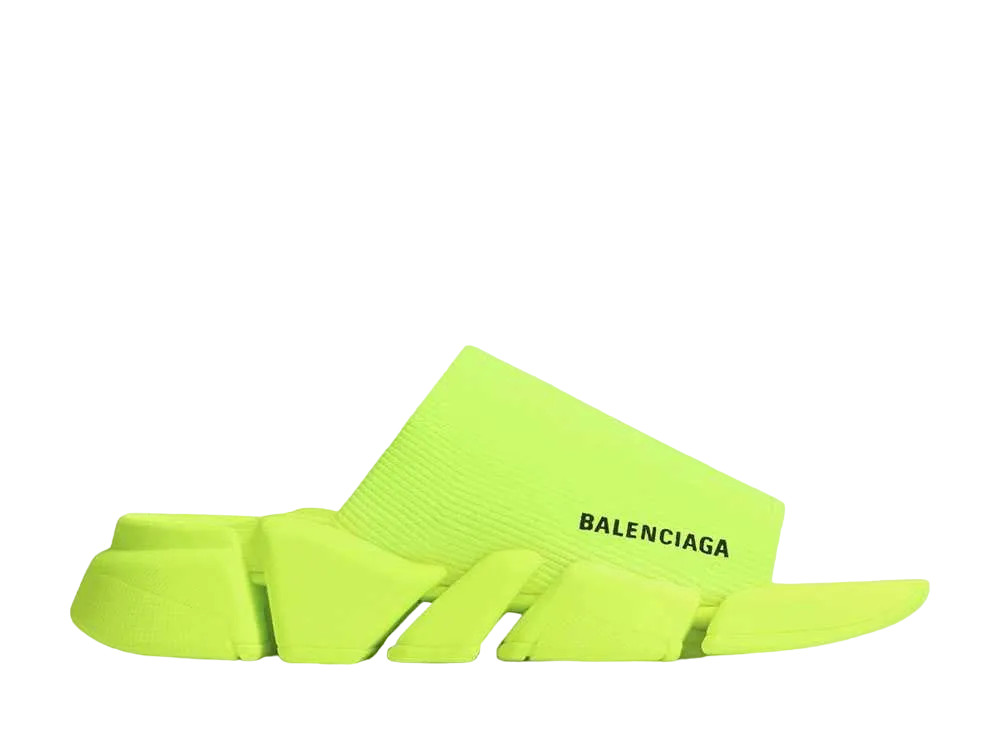BALENCIAGA Speed 2.0 Recycled Knit Slide Sandal "Neon Yellow"