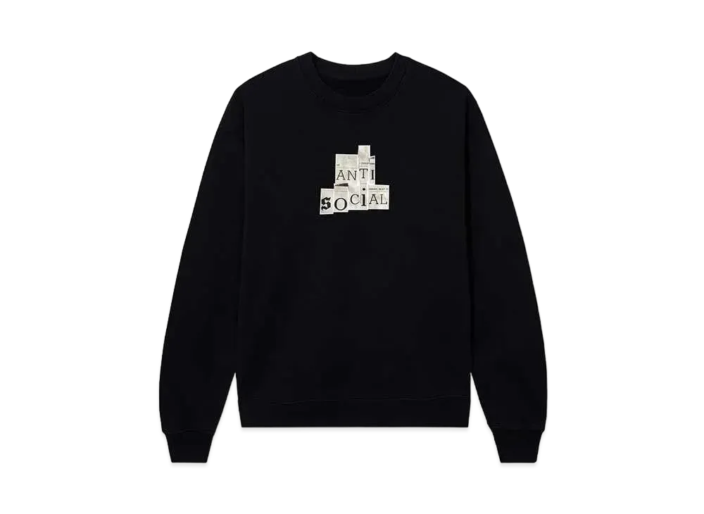 ANTI SOCIAL SOCIAL CLUB x Fragment x Weekend Newspaper Crewneck "Black"