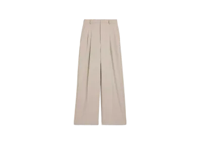 AMI PARIS Wool Blend Gabardine Wide High Waist Large Pants "Light Beige"