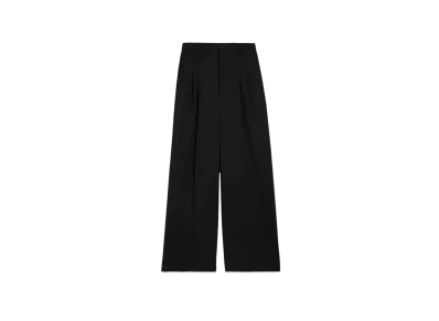 AMI PARIS Wool Blend Gabardine Wide High Waist Large Pants "Black"