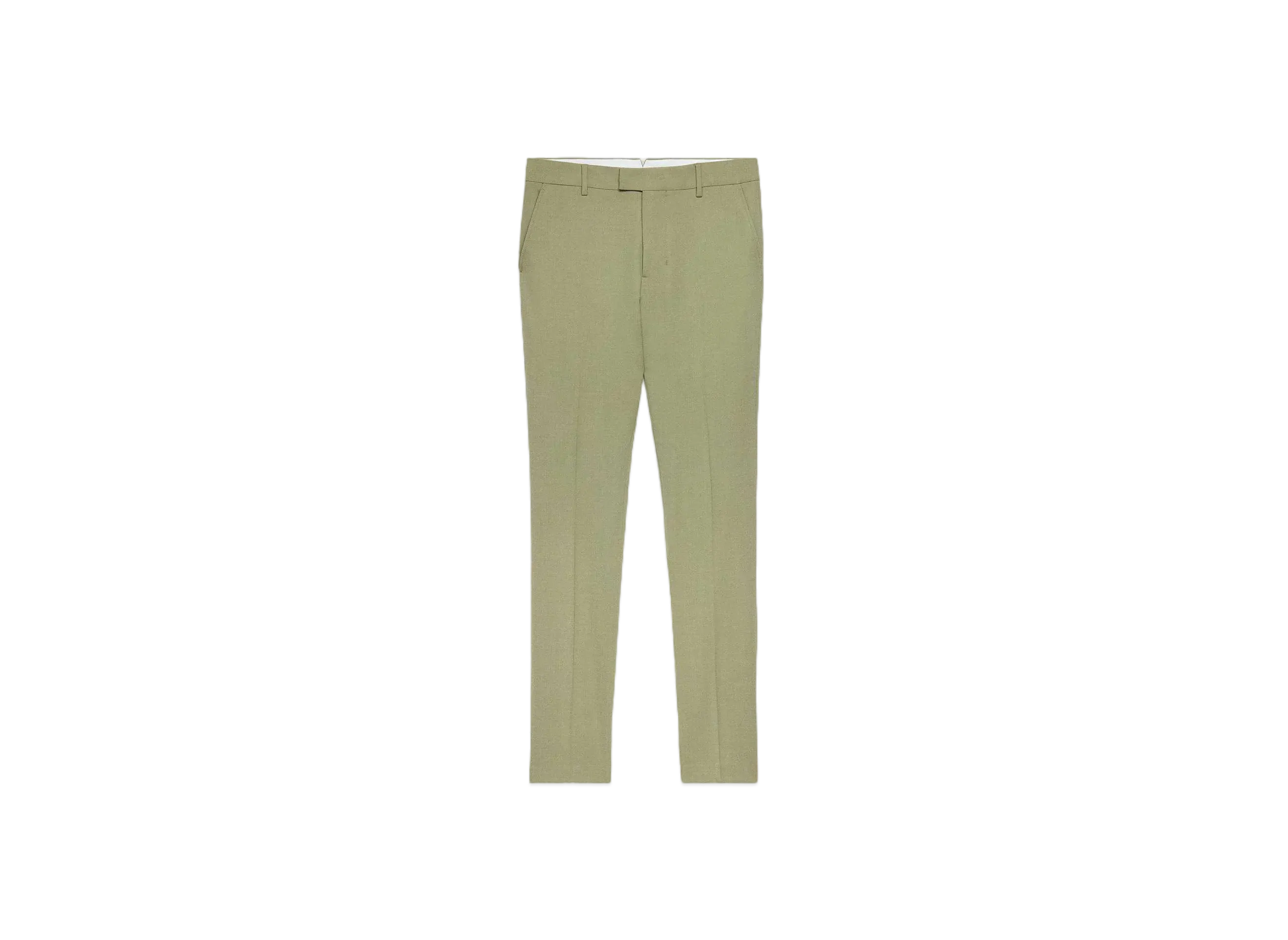AMI PARIS Wool Blend Twill Cigarette Fit Pants "Olive"