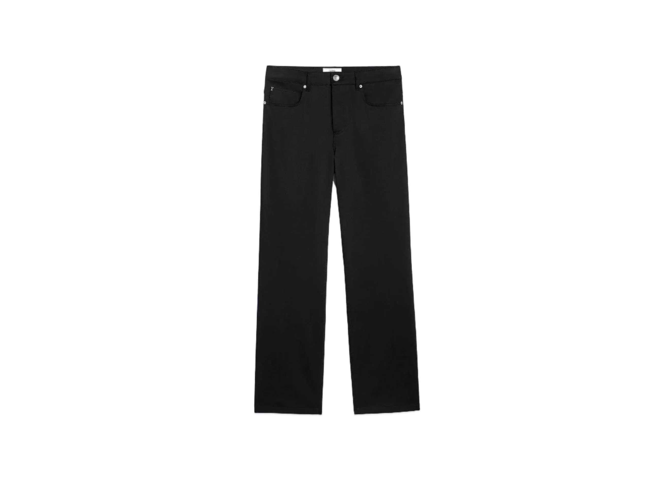 AMI PARIS Compact Cotton Satin Straight Fit Pants "Black"