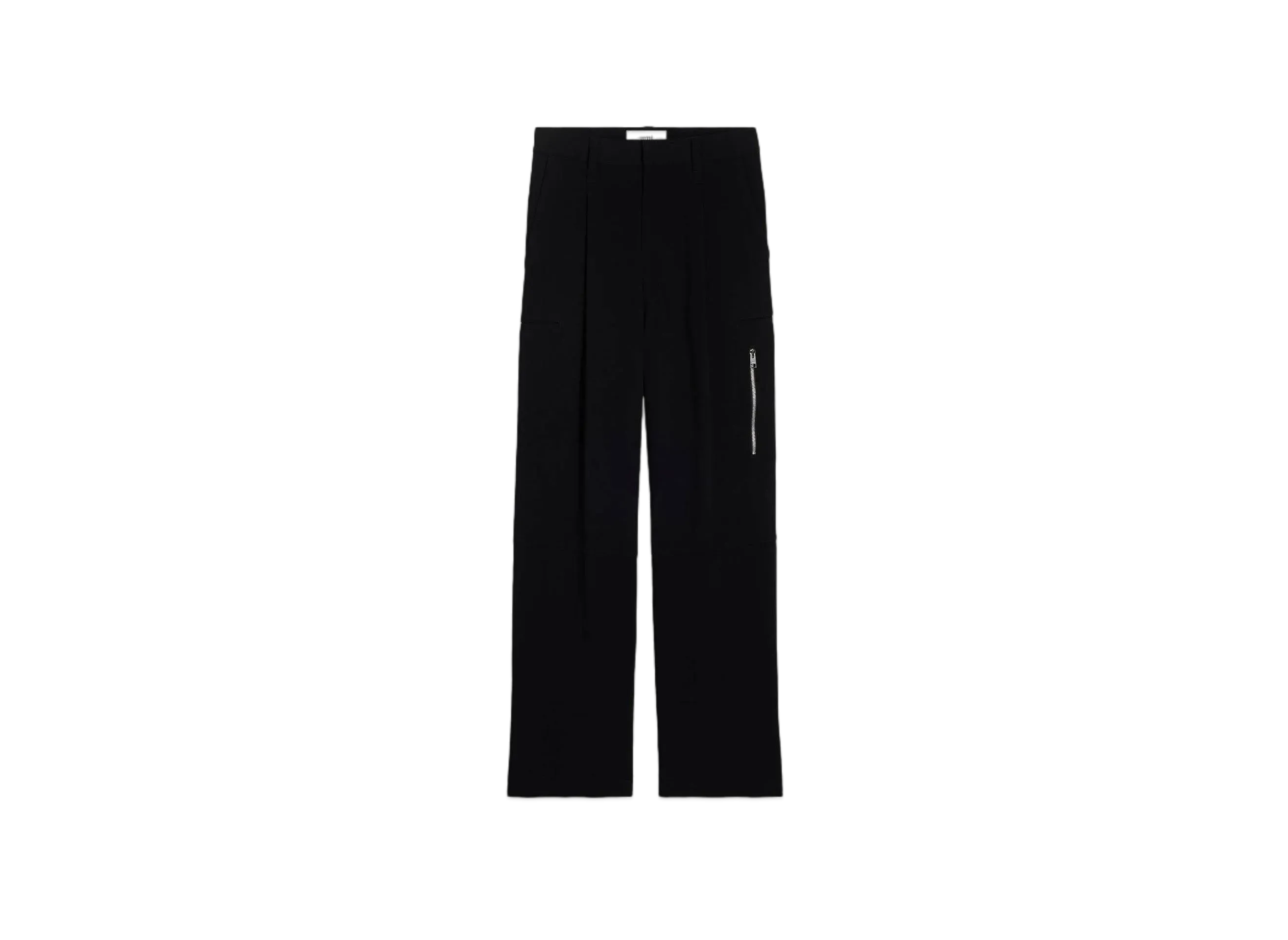 AMI PARIS Viscose Blend Crepe Cargo Pants "Black"