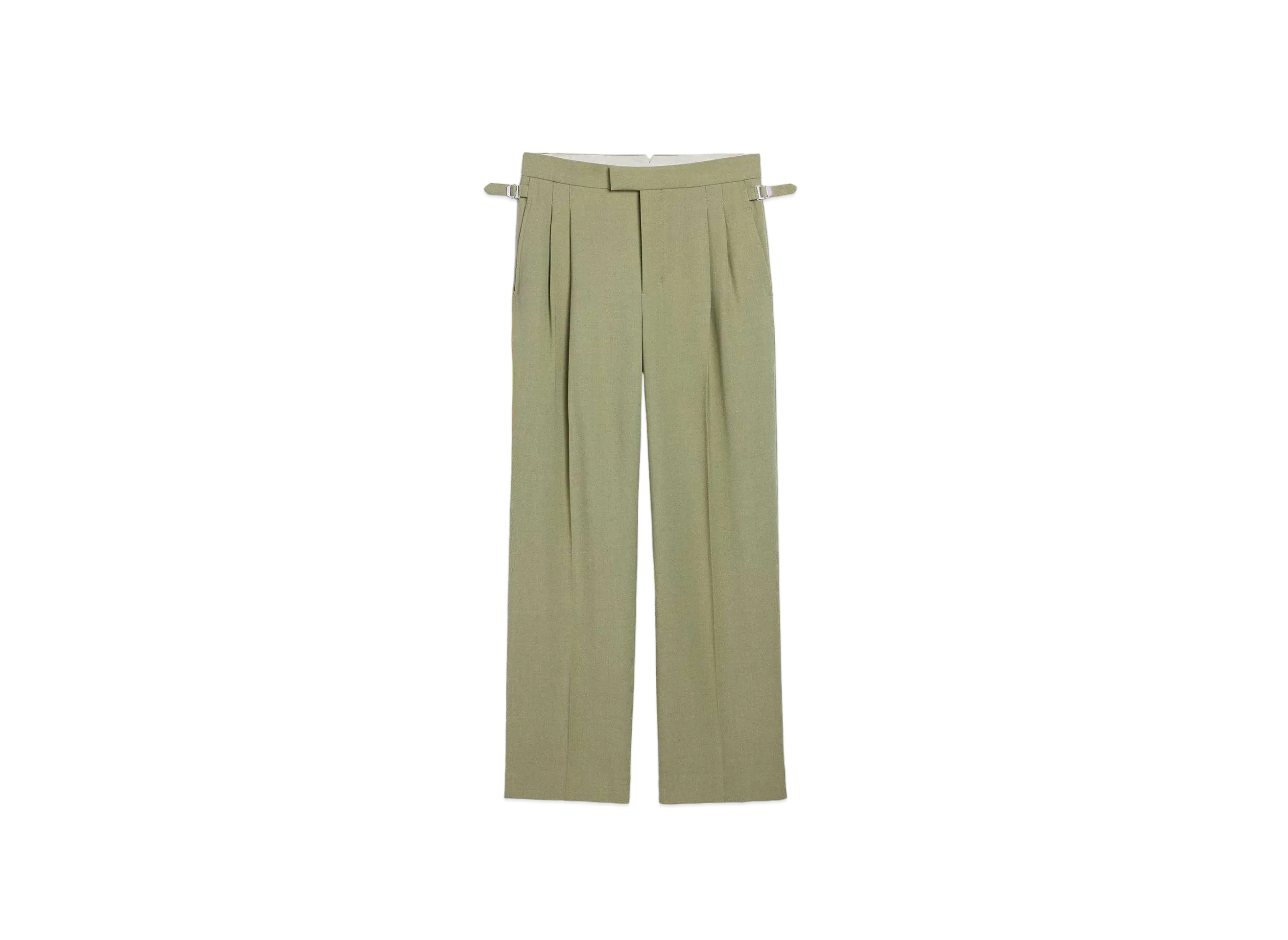 AMI PARIS Wool Blend Twill Wide Large Fit Pants "Olive"