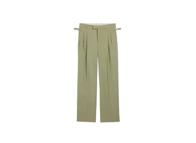 AMI PARIS Wool Blend Twill Wide Large Fit Pants "Olive"