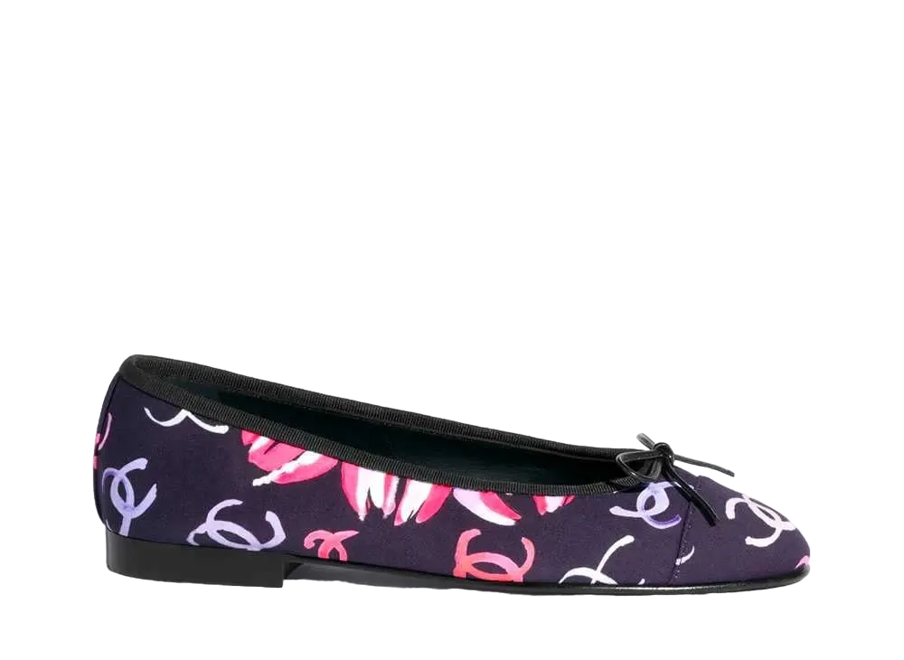 CHANEL Ballet Flats Printed Stretch Jersey "Black/Multicolor"