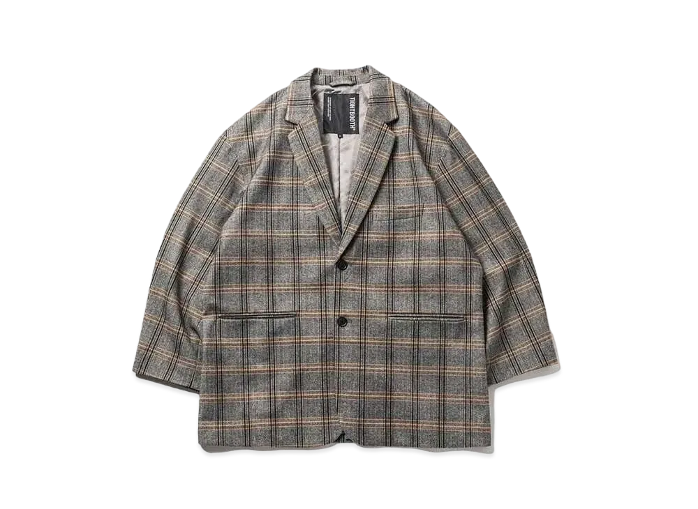 TIGHTBOOTH Plaid Single 2B Jacket "GrayxOrange Plaid"